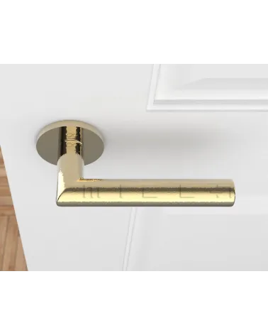 Polished Gold Door Handle Line Ronda Round - designer handle
