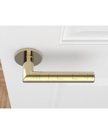 Polished Gold Door Handle Line Ronda Round - designer handle
