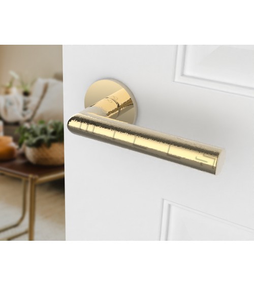 Polished Gold Door Handle Line Ronda Round - designer handle