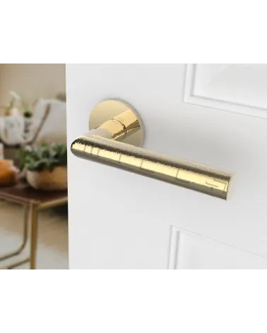 Polished Gold Door Handle Line Ronda Round - designer handle