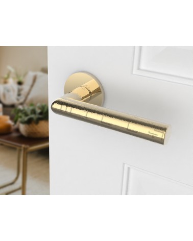 Polished Gold Door Handle Line Ronda Round - designer handle