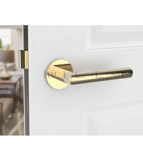 Polished Gold Door Handle Line Ronda Round - designer handle