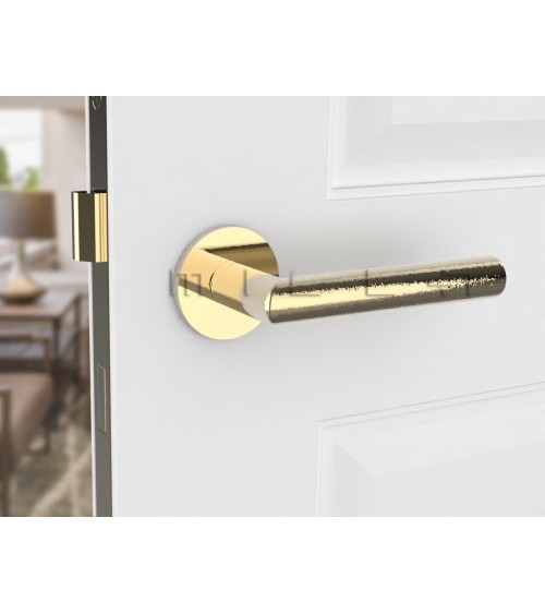 Polished Gold Door Handle Line Ronda Round - designer handle