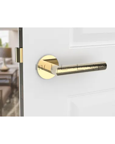 Polished Gold Door Handle Line Ronda Round - designer handle