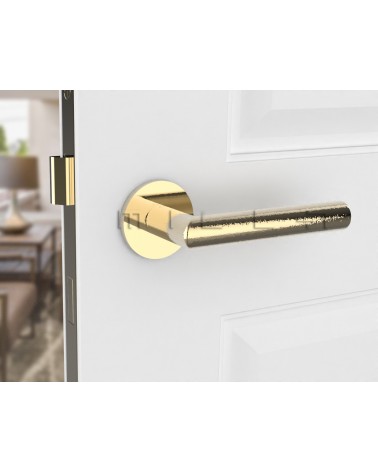 Polished Gold Door Handle Line Ronda Round - designer handle