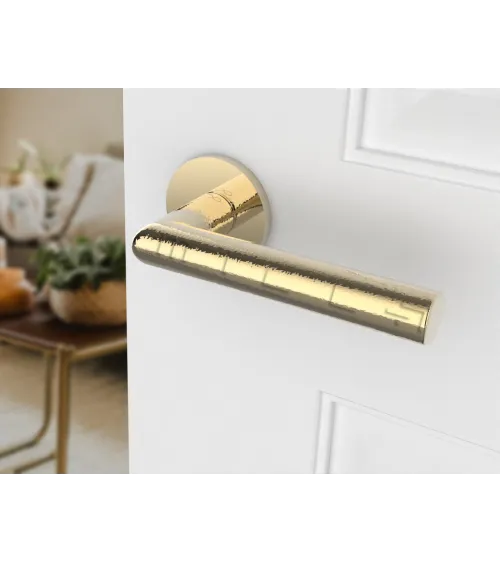 Polished Gold Door Handle Line Ronda Round - designer handle