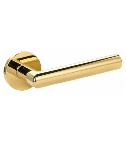 Polished Gold Door Handle Line Ronda Round - designer handle