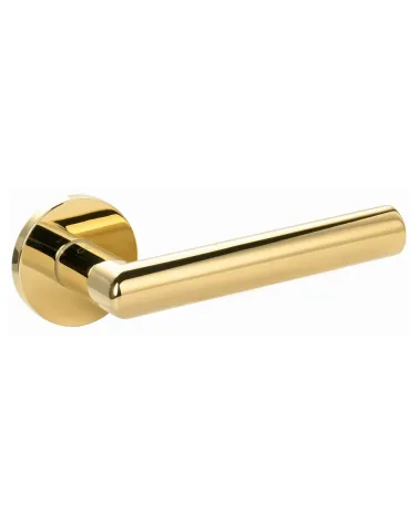 Polished Gold Door Handle Line Ronda Round - designer handle