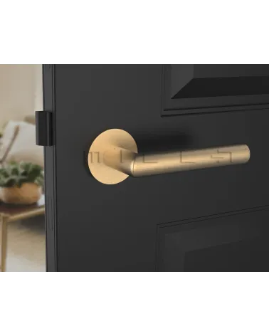 Matt Gold Door Handle Line Ronda Round - designer handle