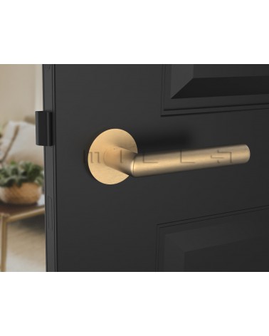 Matt Gold Door Handle Line Ronda Round - designer handle