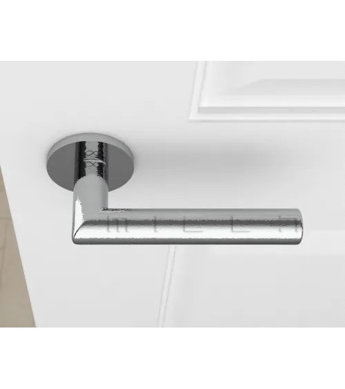 Polished Chrome Door Handle Line Ronda Round - designer handle