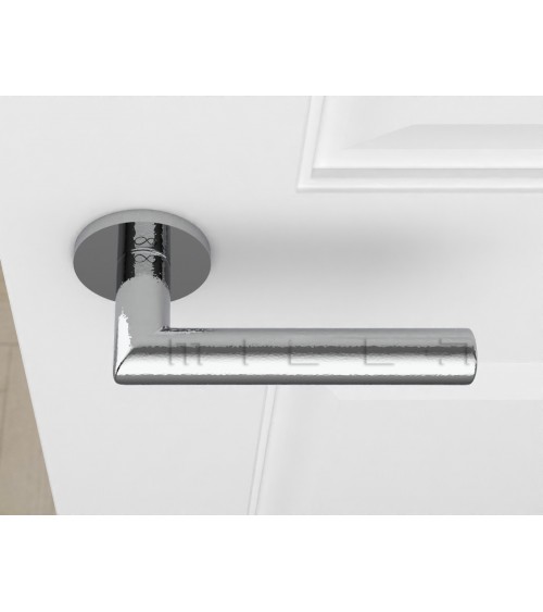 Polished Chrome Door Handle Line Ronda Round - designer handle
