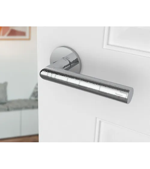 Polished Chrome Door Handle Line Ronda Round - designer handle