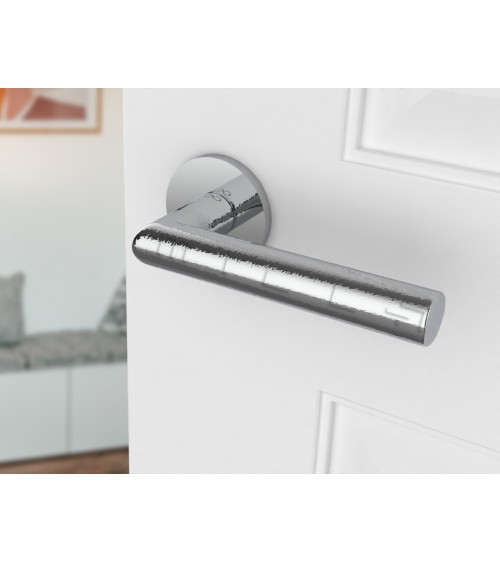 Polished Chrome Door Handle Line Ronda Round - designer handle