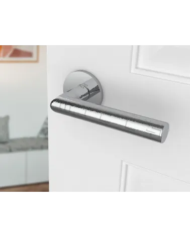 Polished Chrome Door Handle Line Ronda Round - designer handle