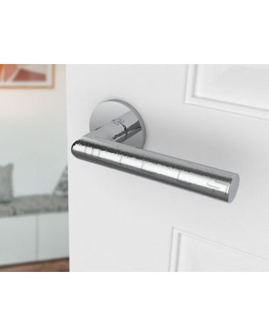 Polished Chrome Door Handle Line Ronda Round - designer handle