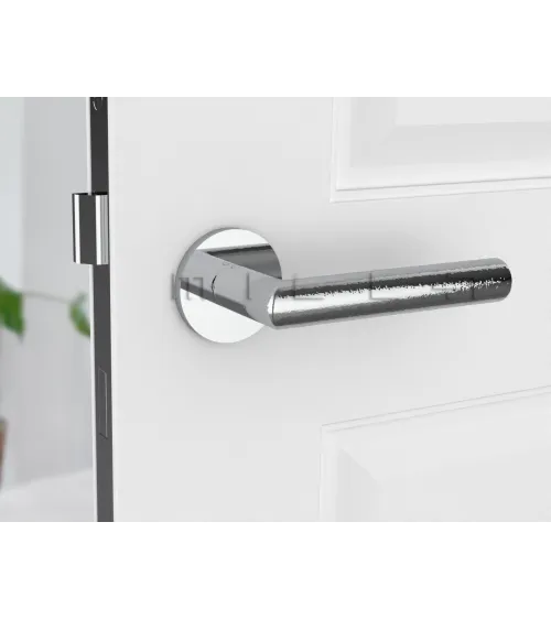 Polished Chrome Door Handle Line Ronda Round - designer handle