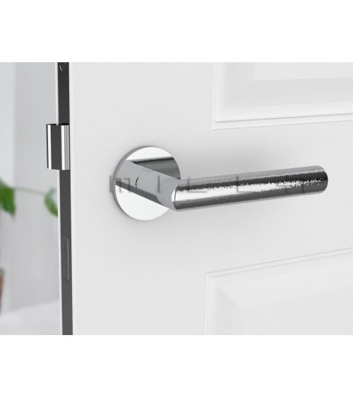 Polished Chrome Door Handle Line Ronda Round - designer handle
