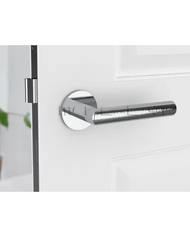 Polished Chrome Door Handle Line Ronda Round - designer handle