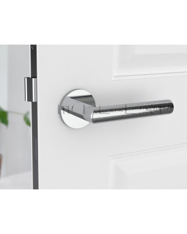 Polished Chrome Door Handle Line Ronda Round - designer handle