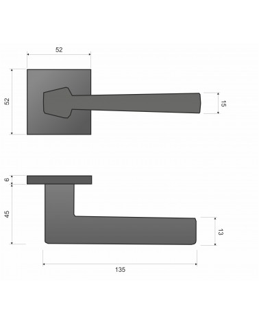 DIAMANT door handle with dimensions