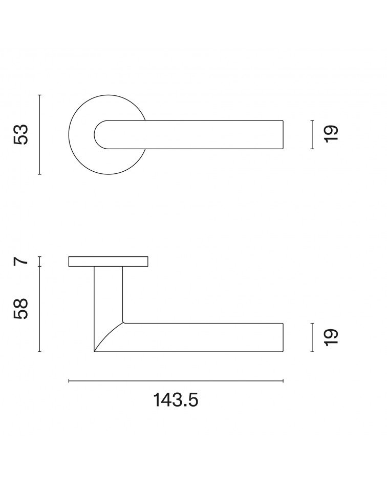 ARABIS round plate door handle with dimensions