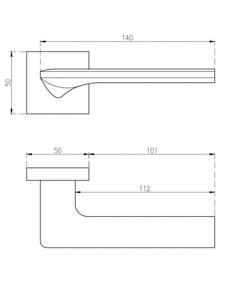 LUNARIA square plate door handle with dimensions | LUNARIA square plate door handle with dimensions
