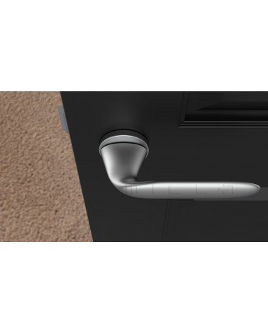 PEONIA round plate door handle design handle colour 2 top view mounted on a door