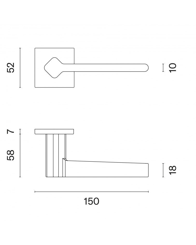 NINFEA square plate door handle designer handle with dimensions