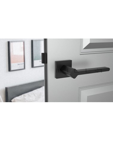 NINFEA square plate door handle designer handle colour 1 front view mounted on a door