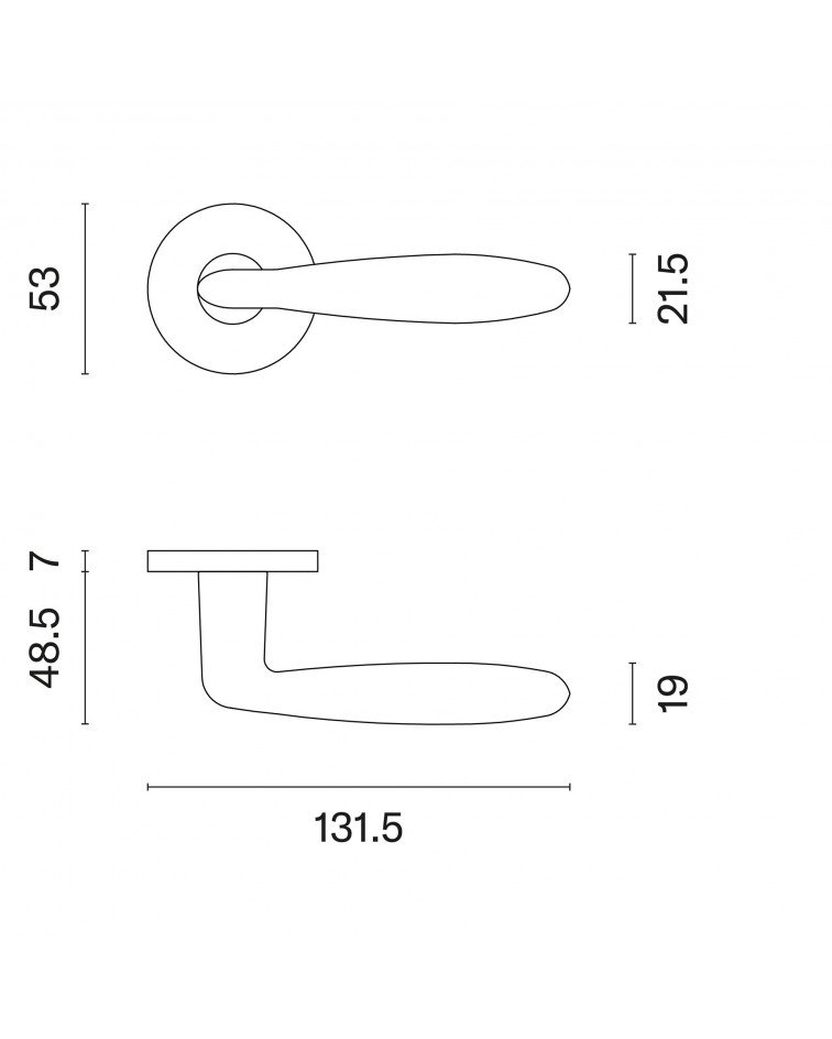 VERBENA round plate door handle with dimensions