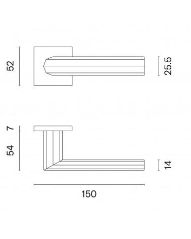 FRESIA square plate door handle with dimensions