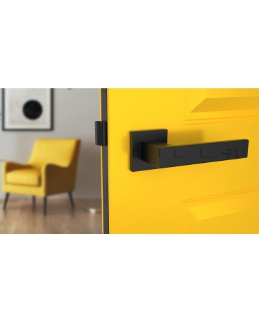 PINA square plate door handle design handle colour 2 front view mounted on a door