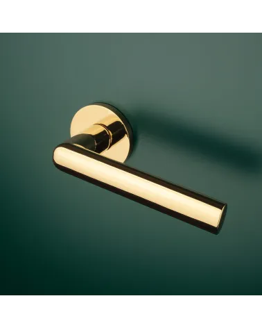 SILENA round plate door handle designer handle mounted on a door