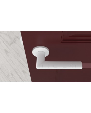 KALMIA round plate door handle design handle colour 4 top view mounted on a door