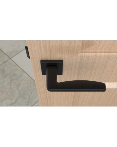 ERBA square plate door handle design handle top view mounted on a door
