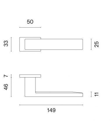 PINA rectangular plate door handle with dimensions