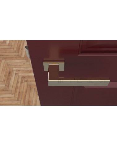 PINA rectangular plate door handle design handle colour 3 top view mounted on a door