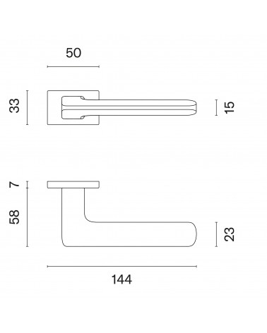 YUKA rectangular backplate door handle with dimensions