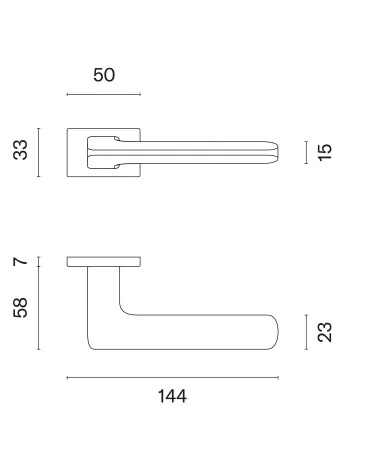 YUKA rectangular backplate door handle with dimensions