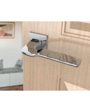 LINE BALI square plate door handle design colour 1 angled on door 2 open