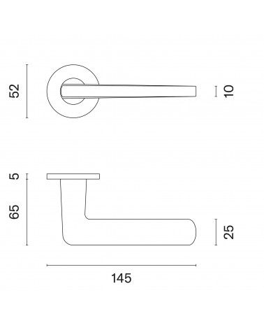 LIRA round plate door handle with dimensions