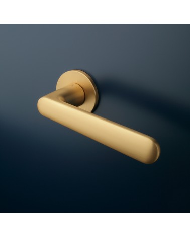 ARIA round plate door handle design handle colour 2 mounted on a door