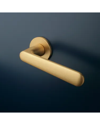 ARIA round plate door handle design handle colour 2 mounted on a door
