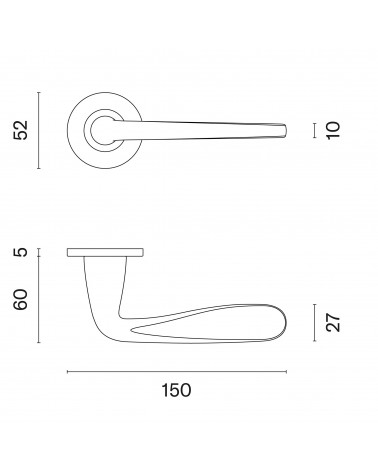 HIACYNTA round plate door handle with dimensions