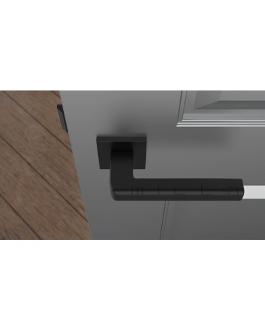 SALICE square plate door handle designer handle colour 2 top view mounted on a door