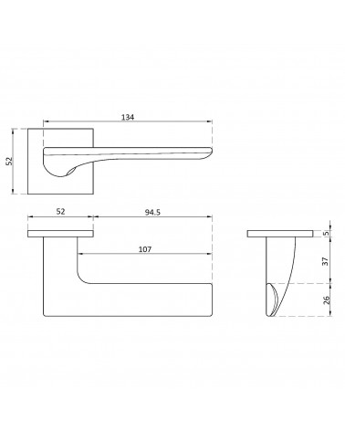 IRIS modern door handle with dimensions