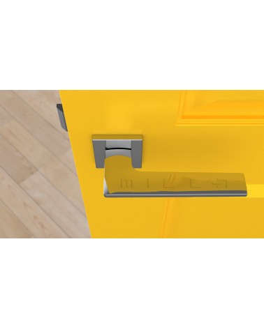 LUNARIA zamak door handle design handle colour 2 top view mounted on a door