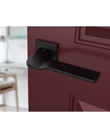 LINE BALI zamak door handle design hardware perspective view mounted on a door