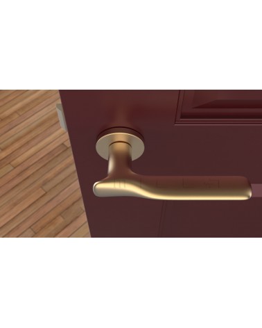 ORCHIDE zamak door handle design handle colour 3 top view mounted on a door
